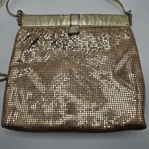 VINTAGE OROTON Gold Metal Mesh Crossbody Shoulder Bag West Germany 1970s - Picture 2 of 7